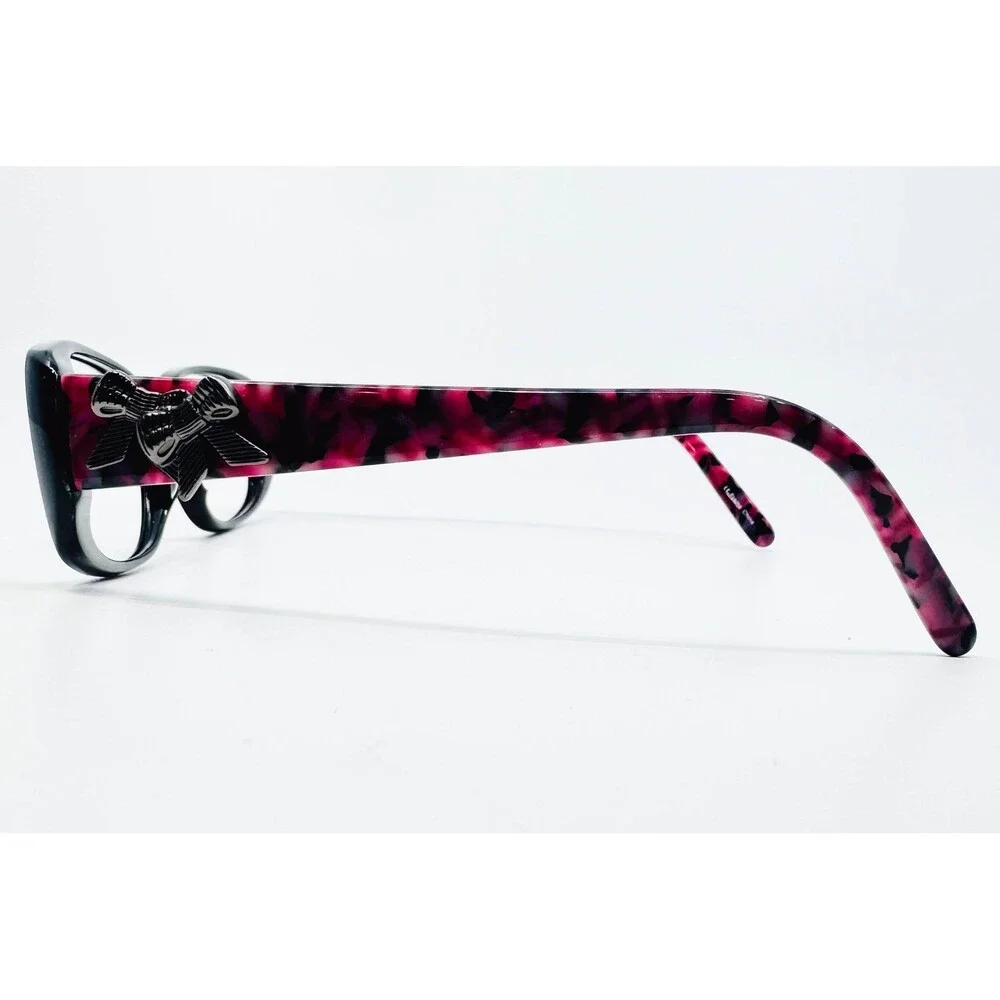 Bulova Kiruna Eyeglasses Womens Black Lavender Tortoise Bow Detail 51-14-135